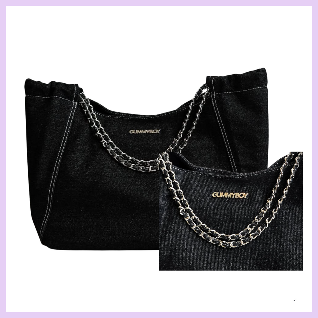 Gummy Boy BKK Chain-Handle Denim Tote Bags By. Winny